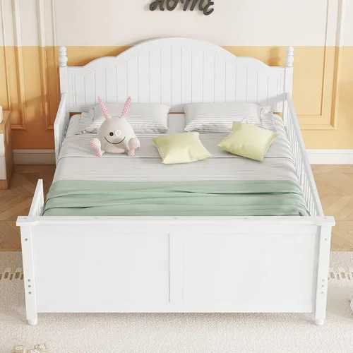 Miniatura 11 de MERITLINE Base de cama de madera tamaño individual con cabecero y estribo, cama de plataforma para niños con soporte de listones, no necesita