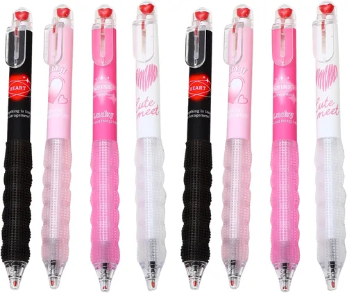 Miniatura 11 de 4 bolígrafos retráctiles estéticos de gel de agarre suave, tinta negra, bolígrafos de escritura con punta fina lisa de 0.020 in, suministros