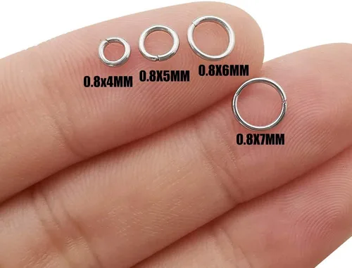 Miniatura 2 de 1200 anillos de acero inoxidable mixtos de 0.157 in, 0.197 in, 0.236 in, 0.276 in, anillos de salto para hacer joyas, collares, pulseras, aretes
