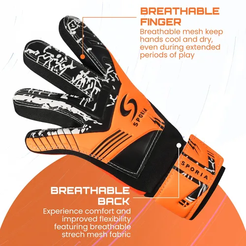 Miniatura 3 de SPORIA Guantes de portero para jóvenes con doble protección para la muñeca, guantes de fútbol para niños, material de látex antideslizante, guantes