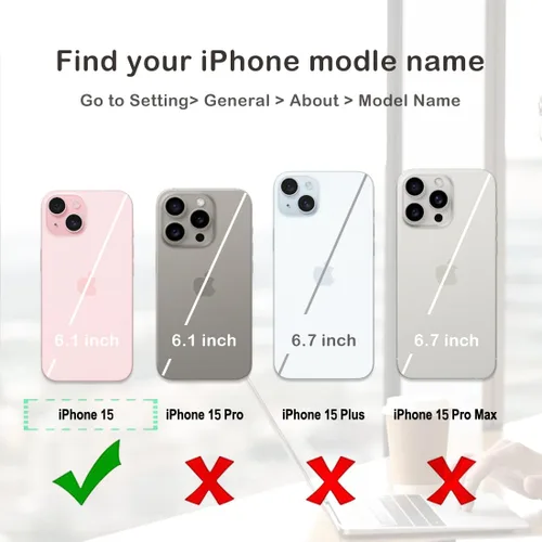 Miniatura 2 de Funda compatible con iPhone 14/15 con tarjetero y ranuras integradas de piel sintética con función atril y a prueba de golpes para iPhone 14/15