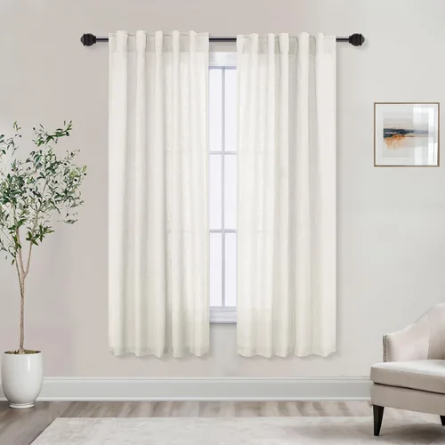 Miniatura 82 de Cortinas de lino azul claro de 90 pulgadas de largo para sala de estar, dormitorio de niñas, guardería, decoración acogedora de verano, bolsillo