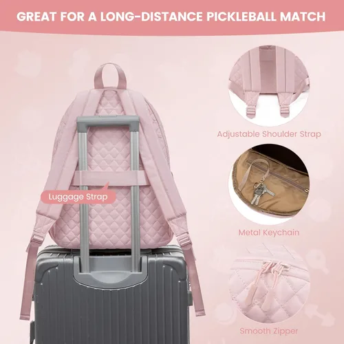 Miniatura 7 de Sucipi Bolsas de tenis para mujeres, Mochila bolsa acolchada para raqueta de tenis para raqueta de tenis, palas de pickleball, bádminton Rosa