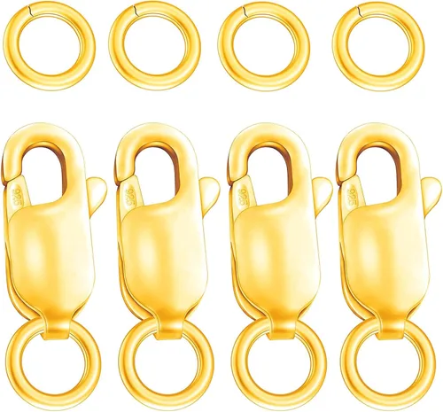 Miniatura 15 de Dailyacc Cierres de pinza de langosta para hacer joyas, oro y plata con anillos de salto, cierres seguros para collares, pulseras, manualidades