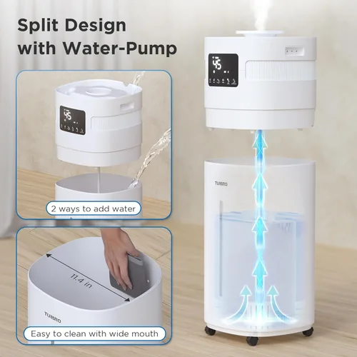 Miniatura 5 de TURBRO Humidificador comercial, habilitado para WiFi, vaporizador de aire ultrasónico de 5.3 galones/20L para habitaciones grandes de hasta 2000
