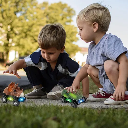 Miniatura 5 de Juguetes de dinosaurio Niskite para niños de 3 a 8 años, coche automático de dinosaurios con linterna LED y sonido dinosaurios, el mejor regalo