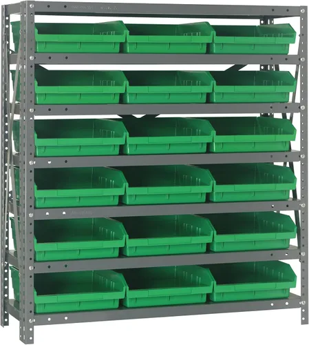Miniatura 168 de Quantum QSBU-245BK Heavy Duty Shelving Unit with (7) Shelves and (24) QUS245 Black Bins for Garage Warehouse Storage Distribution 400 lb Load