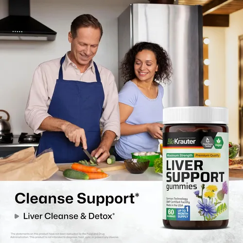 Miniatura 2 de BIO KRAUTER® Desintoxicación hepática 9 en 1 con vitamina C, cardo mariano, cúrcuma, raíz de diente de león, raíz de remolacha, piedra chanca