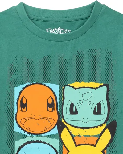 Miniatura 4 de Pokemon Camisetas para Niños Gris Verde O Negro Top Pikachu Squirtle Bulbasaur Charmander