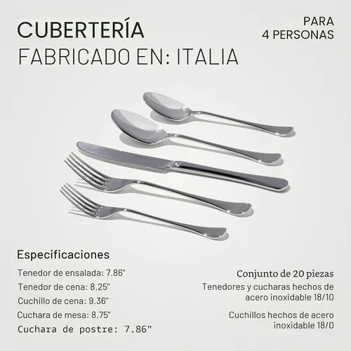 Miniatura 5 de Made In Cookware - Juego de cubiertos - 4 servicios de mesa (juego de 20 piezas) - Elaborado en Italia