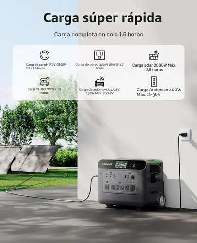 Miniatura 5 de GROWATT Estación de energía portátil de 3600 Wh, generador solar eléctrico HELIOS 3600 para uso doméstico, expandible a salida de CA de 240 V/7200