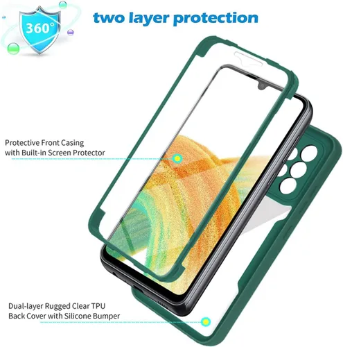 Miniatura 5 de CCSamll - Funda transparente para Samsung Galaxy A13 4G (no 5G), protector de pantalla integrado, delgada, de cuerpo completo, resistente, suave