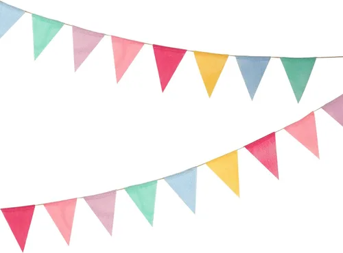 Hicarer 12 banderines multicolores banderines banderines de arpillera, banderines triangulares, decoración de arcoíris pastel para fiesta,