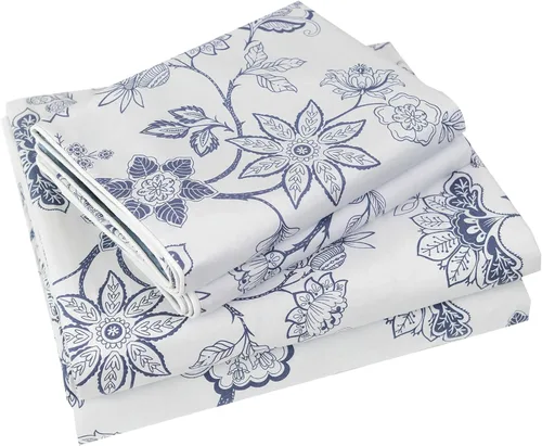 Miniatura 36 de FADFAY Juego de sábanas de cama con estampado floral amarillo, de algodón, tamaño King, suaves, transpirables, estilo Shabby Coquette, con bolsillo