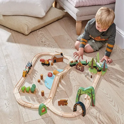 Miniatura 5 de Tender Leaf Toys - Túneles forestales - Accesorios para el juego de tren apilable - Apilador de juguetes, bloques - Juego de juguetes de extremos