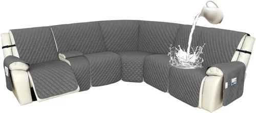 Miniatura 13 de Arfntevss Fundas de sofá modular reclinable, 100% impermeable, en forma de L, para sillón reclinable en forma de L, funda seccional lavable