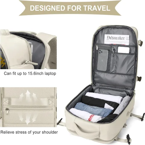 Miniatura 8 de WONHOX - Mochila grande, aprobada para vuelo, unisex, para viajes, trabajo, negocios o laptop, A2-beige A20-beige