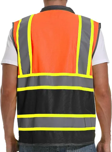 Miniatura 4 de ArcRidge Chaleco de seguridad reflectante para hombres y mujeres, chaleco de construcción de alta visibilidad, tiras reflectantes de doble tono