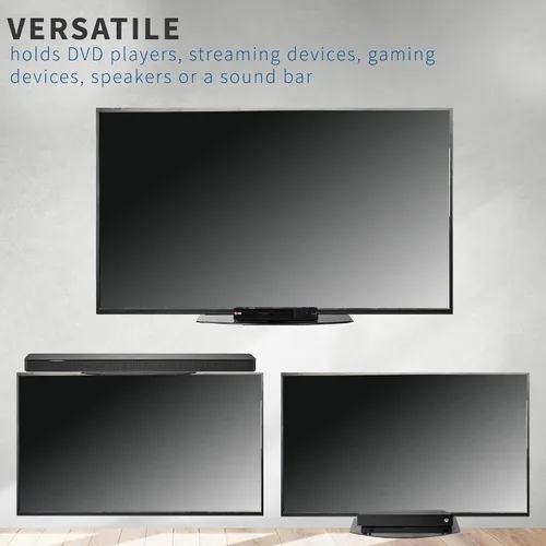 Miniatura 7 de VIVO Soporte de pared VESA para debajo o por encima de TV con inclinación, estante de almacenamiento de vidrio para reproductor de DVD, caja