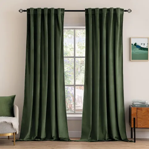 Miniatura 13 de MIULEE Cortinas de terciopelo de 84 pulgadas de largo, juego de 2 paneles para dormitorio, con pestaña trasera plisada, de lujo, aislamiento