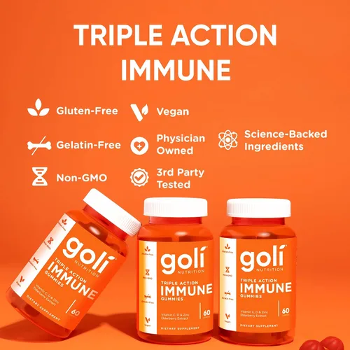 Miniatura 9 de Goli Gomitas de vitaminas inmunológicas, 60 unidades, saúco, vitamina C, D y zinc, veganas, sin OMG, sin gluten y sin gelatina, paquete de 1