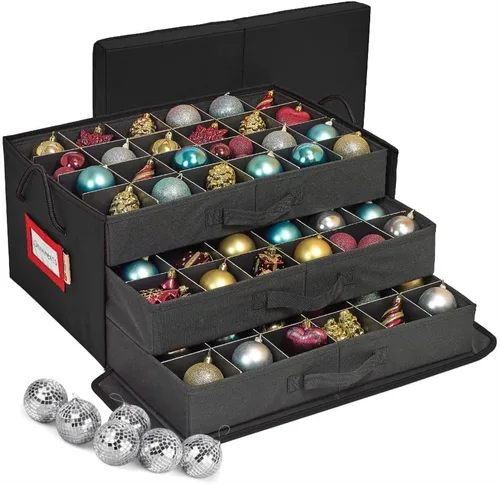 Miniatura 14 de HOLDN' STORAGE Caja de almacenamiento para adornos navideños con divisores, capacidad para 72 adornos (3 pulgadas), contenedor grande de Rojo