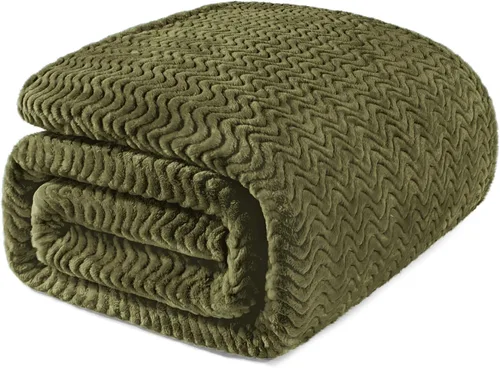 Miniatura 33 de Exclusivo Mezcla - Manta individual para cama, mantas de forro polar ligeras y acogedoras con textura ondulada decorativa, adecuadas para el Verde
