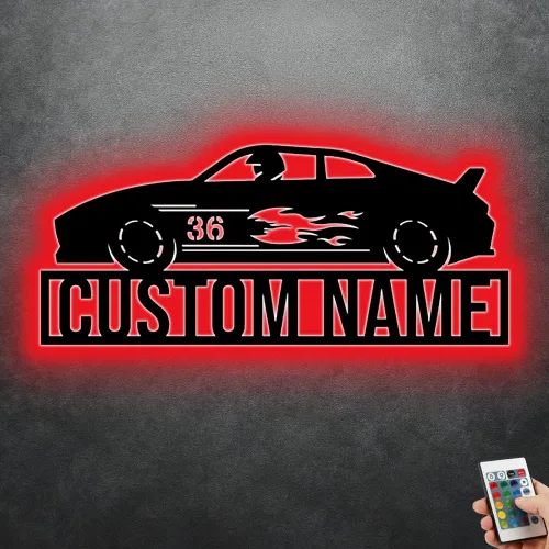 Miniatura 17 de Arte de pared de metal personalizado para motocross con luz LED, luz nocturna personalizada con nombre de motocross, decoración de lámpara de neón