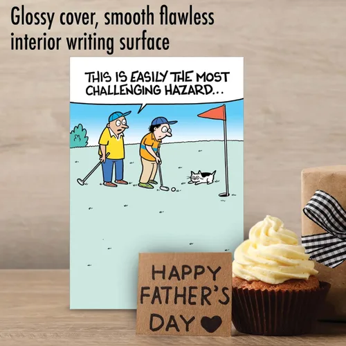 Miniatura 3 de NobleWorks - Divertida tarjeta de felicitación del día del padre con sobre de 5 x 7 pulgadas (1 tarjeta) - Gato de golf C10443FDG