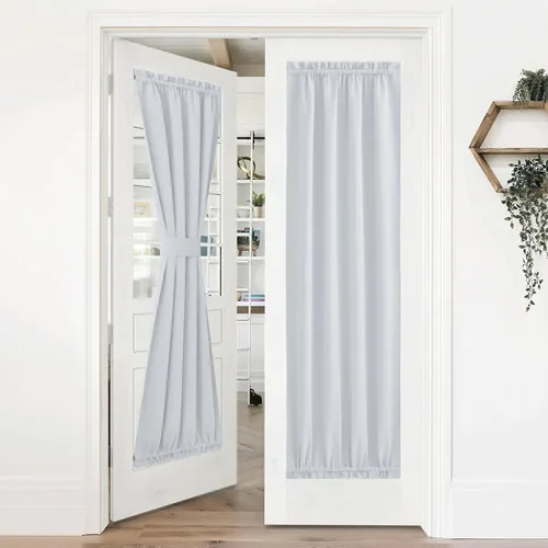 Miniatura 116 de NICETOWN Cortinas opacas unicolor con aislamiento térmico para puerta francesa, granja, oscurecimiento de habitación, puertas y ventanas de Marrón