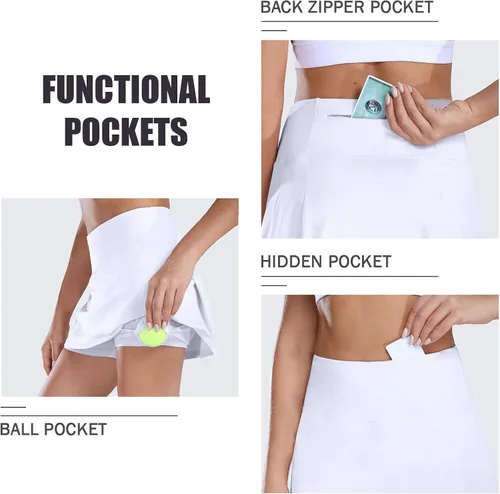 Miniatura 4 de BALEAF - Falda pantalón de verano para mujer, diseño de tiro alto, de 13pulgadas, con 4 bolsillos, para tenis, golf, correr o entrenar.