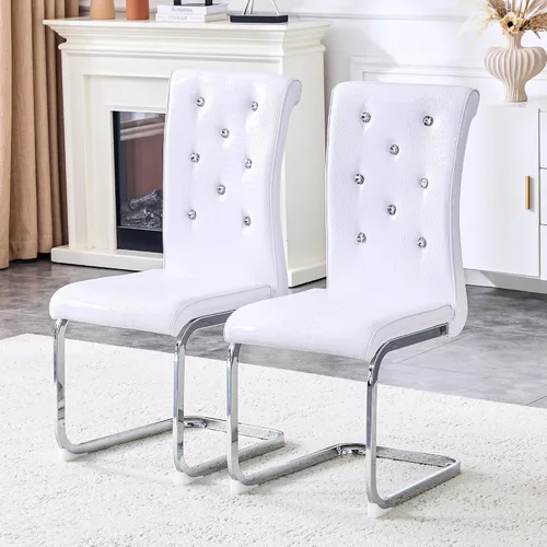 Miniatura 33 de gopop Juego de 2 sillas de comedor Juego de sillas de cocina modernas Cojín de piel sintética Patas de metal de alta resistencia Respaldo