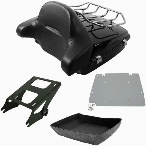 Miniatura 4 de TCT-MOTORPARTS Maletero y respaldo negro mate cortado para Harley Touring Electra Street CVO Road King Glide 2014-2025