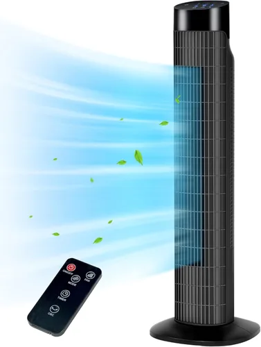 Uthfy Ventilador de torre para dormitorio, ventilador oscilante de 120° con modo de sueño silencioso, 3 velocidades y 3 modos, temporizador 7.5H,