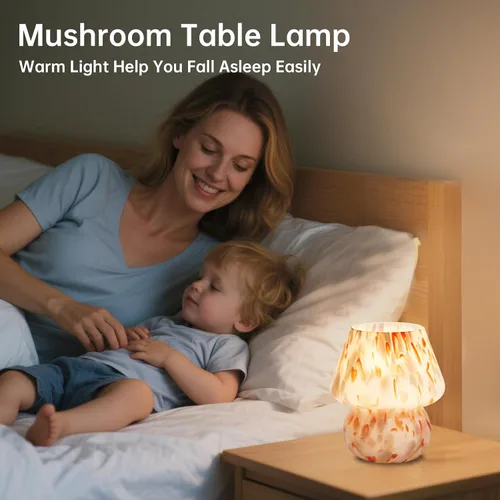 Miniatura 4 de Dawnwake Lámpara de Mesa con Forma de Hongo para Dormitorio, Pequeñas Lámparas de Escritorio de Mesita de Noche para Sala de Estar, Decoración