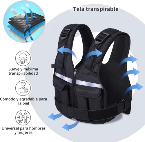 Miniatura 6 de Sportneer Chaleco con Peso Ajustable Pesos: 2-18 lbs/2-40 lbs Chaleco de Peso Lavable para Caminar 16 en 1 Chaleco de Ajuste Rápido para Rucking