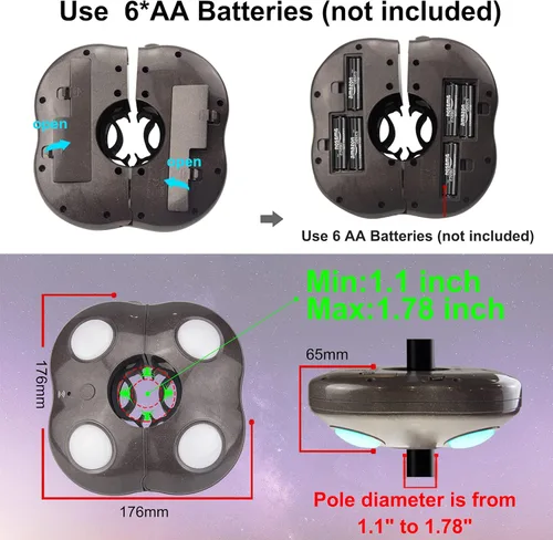 Miniatura 6 de Luz de sombrilla funciona con pilas, 16 luces RGB que cambian de color para sombrilla de patio con control remoto, luces exteriores debajo