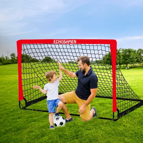 Miniatura 5 de Porterías de fútbol para niños para el patio trasero, juego de 2 porterías de fútbol de 6 x 4 pies para niños con red de fútbol, 10 conos de fútbol