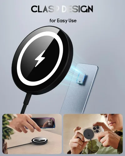 Miniatura 5 de Soporte de cargador inalámbrico magnético para cargador Mag-Safe, soporte de carga inalámbrico plegable hecho para iPhone 17/17 Pro
