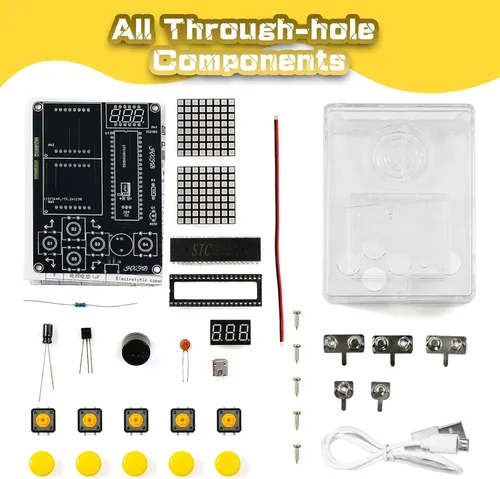 Miniatura 6 de PEMENOL Kit de proyecto de soldadura de juego 7 en 1, kit de electrónica de consola de juegos de mano retro para aprendizaje STEM, 3 niveles