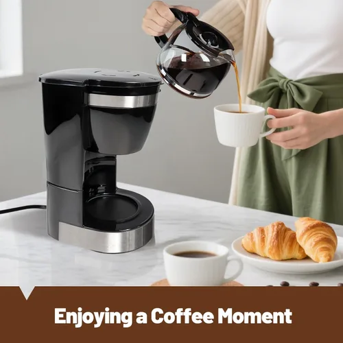 Miniatura 3 de Cafetera de goteo de 10 tazas, cafetera antigoteo de un solo toque con jarra de filtro reutilizable, para mantener el calor, cuchara, cafetera