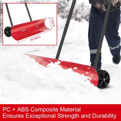 Miniatura 4 de Brewin Tools - Pala de nieve de 38 pulgadas para calzada, Brewin SnowPro resistente bidireccional con ruedas y hoja angular para una eficiente