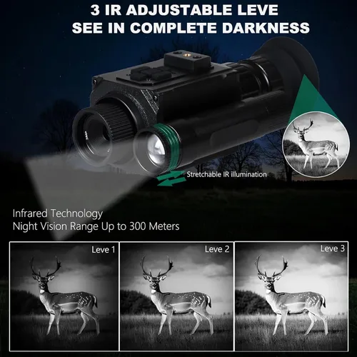 Miniatura 5 de Gafas digitales de visión nocturna de 950 Nm, monocular montado en el casco con pantalla AMOLED HD de 1.4 pulgadas para camping, caza y seguridad