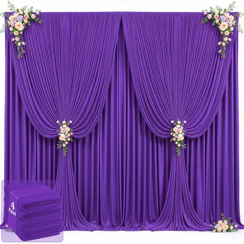 Miniatura 51 de 20 pies x 12 pies Cortinas de Telón de Fondo Azul Bebé Sin Arrugas para Bodas y Fiestas, Telón de Fondo de Tela Azul, Cortinas para Bodas