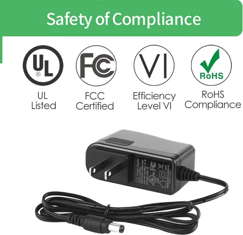 Miniatura 2 de Paquete de 2 adaptadores de fuente de alimentación de CA a CC de 12 V 0.5 A 500 mA, enchufe de 0.217 in x 0.083 in con certificación UL FCC