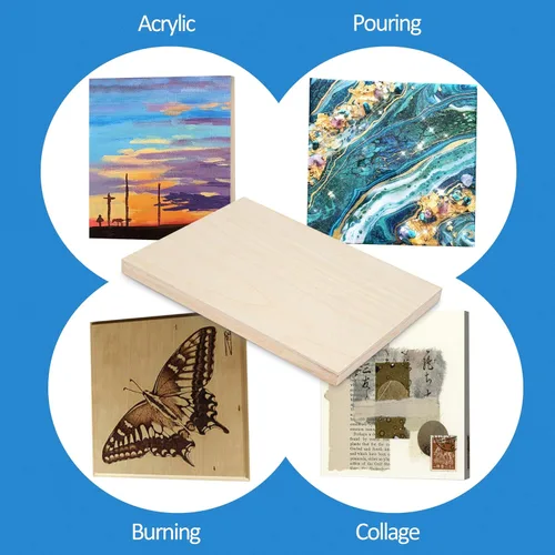 Miniatura 2 de Falling in Art Kit de paneles de lienzo de madera de abedul sin terminar, paquete de 4 tablas de cuna de estudio de 9 x 12 pulgadas de profundidad