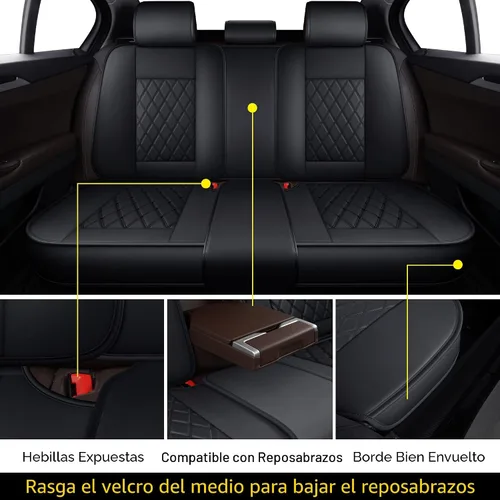 Miniatura 4 de MIROZO - Juego completo de fundas para los asientos del automóvil, protectores de asientos de coche impermeables para vehículos, fundas para Negro