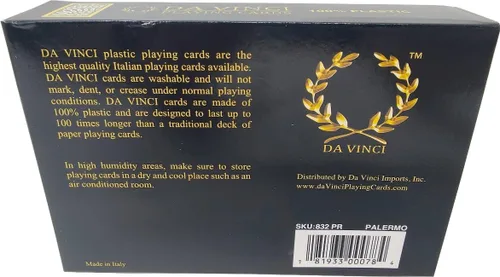 Miniatura 2 de DA VINCI Palermo, cartas italianas 100% de plástico, juego de 2 barajas con estuche rígido y 2 cartas cortadas (índice regular de tamaño póquer)