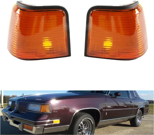 Juego de lentes de luces de marcador ámbar compatibles con Cutlass Supreme Calais 442 GT-350#5974361 LH, 5974362 RH, 615343119113