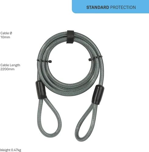 Miniatura 3 de Yale YC1/10/220/1 - Cable de seguridad de 86.614 in - Cable de acero flexible - Seguridad adicional para usar con cerradura de bicicleta